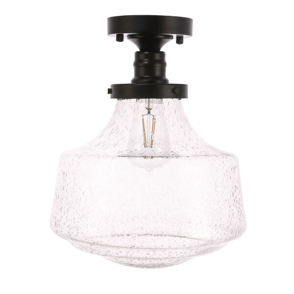 Lyle Black 11-Inch One-Light Flush Mount with Clear Seeded Glass, image 3