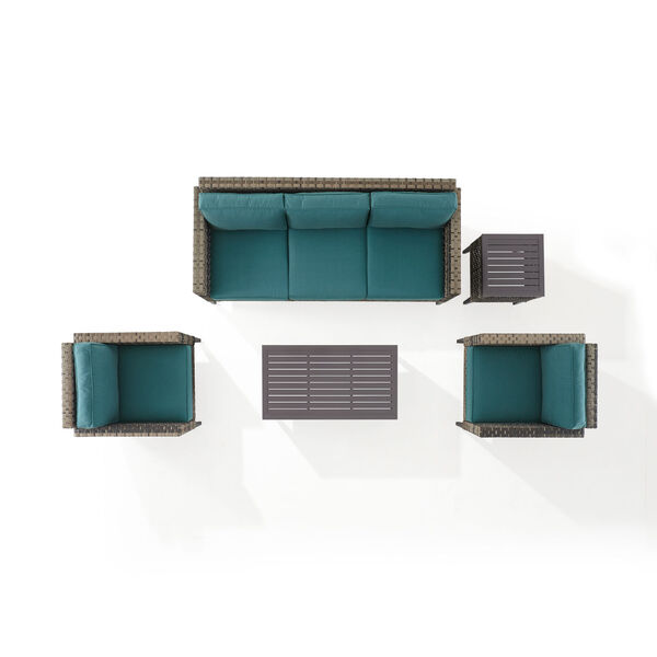 Prescott Outdoor Five-Piece Wicker Sofa Set with Coffee Table, Side Table and Two Armchair, image 5