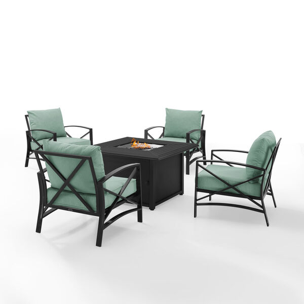 Kaplan Mist and Oil Rubbed Bronze Outdoor Conversation Set with Fire Table, 5 Piece, image 2