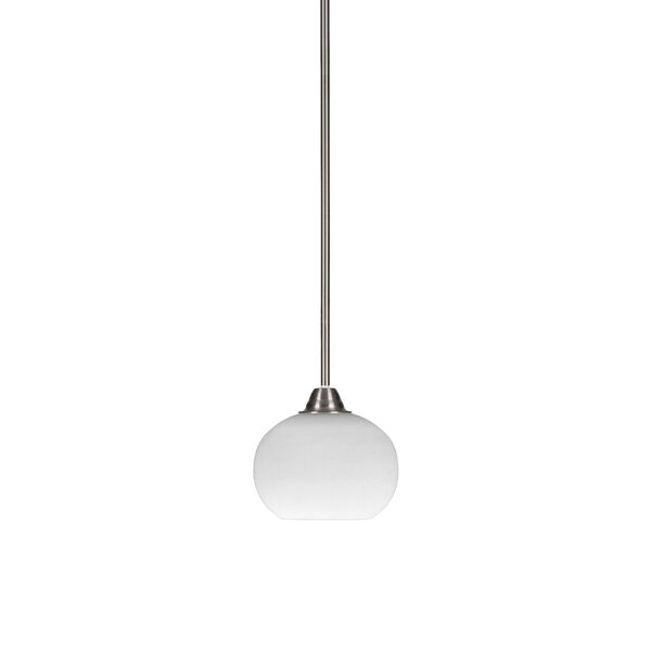 Paramount Brushed Nickel One-Light 7-Inch Mini Pendant with White Muslin Glass, image 1