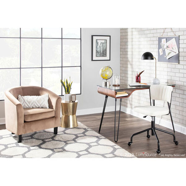 Tania Black and Cream Rich Velvet Upholstery Task Chair, image 3