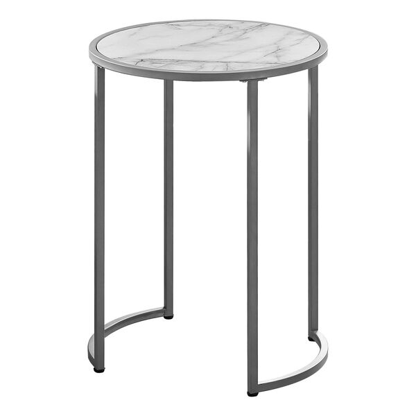 White and Silver Round End Table, image 1