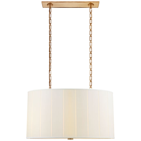 Perfect Pleat Oval Hanging Shade in Soft Brass with Silk Shade by Barbara Barry, image 1