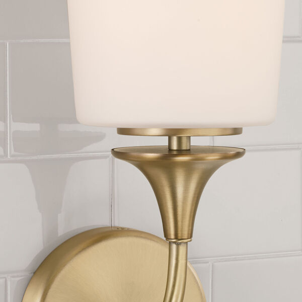 Presley Aged Brass One-Light Sconce with Soft White Glass, image 2