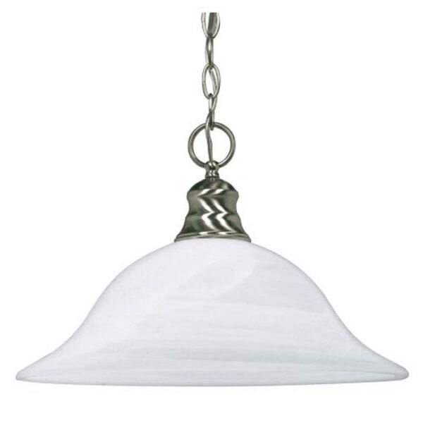 Brushed Nickel One-Light Pendant with Alabaster Glass, image 1