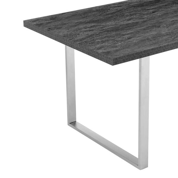 Fenton Brushed Stainless Steel Charcoal Dining Table, image 4