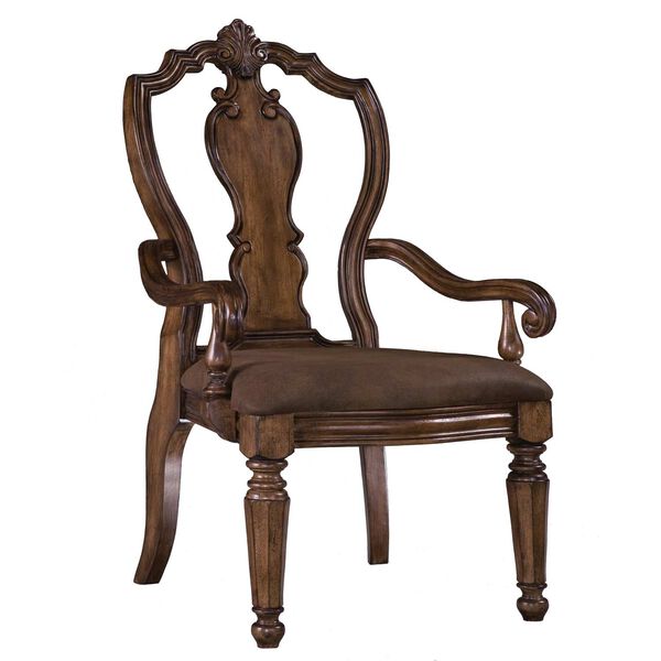 San Mateo Brown Carved Back Arm Chair, image 1