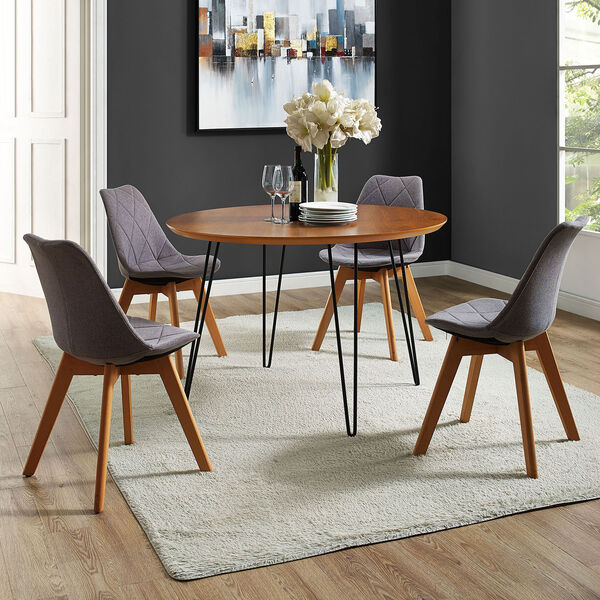 46-Inch Round Hairpin Leg Dining Table - Walnut          , image 1
