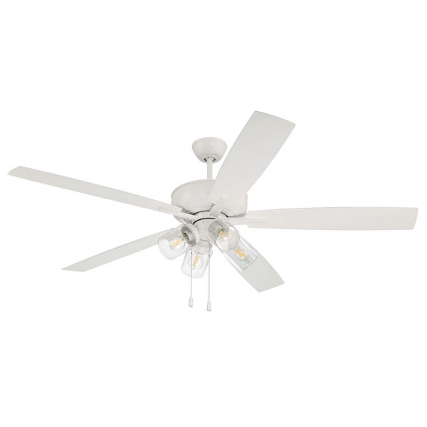 Super Pro White 60-Inch LED Ceiling Fan with Clear Glass, image 6