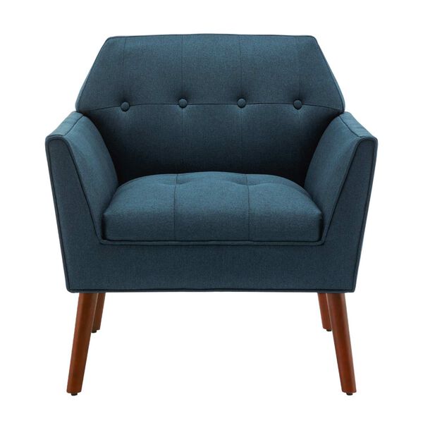 Take A Seat Dark Blue Fabric Espresso Andy Accent Chair, image 5