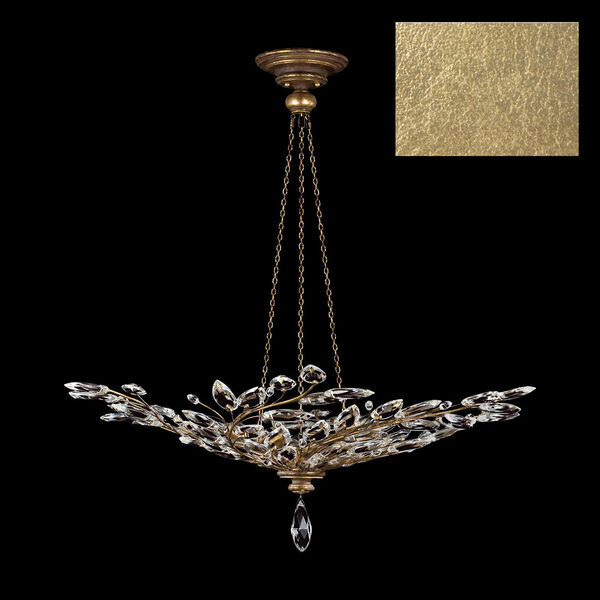 Crystal Laurel Gold 47-Inch Six-Light Pendant with Crystal Leaves, image 1