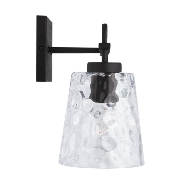 Black Iron Three-Light Bath Vanity with Clear Water Glass, image 2