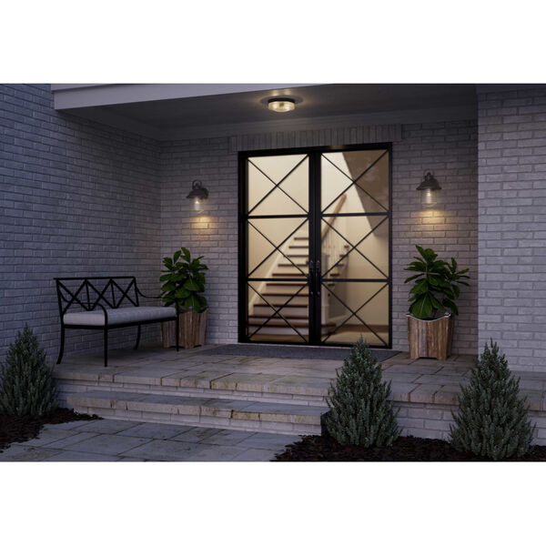 Weldon Black Two-Light Outdoor Flush Mount With Transparent Seeded Glass, image 2