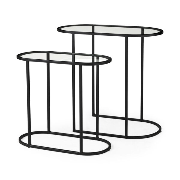 Celine Black and Silver Nesting Accent Table, Set of 2, image 1