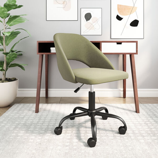 Treibh Olive Green and Black Office Chair, image 2
