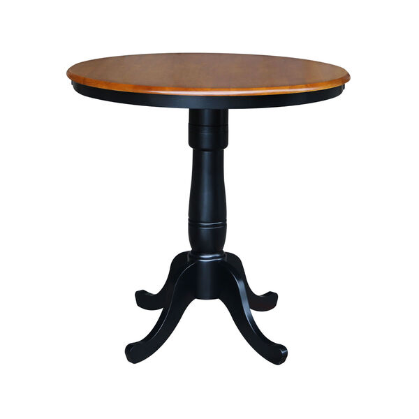 Black and Cherry 36-Inch Round Pedestal Counter Height Table with Two Counter Stool, Three-Piece, image 3