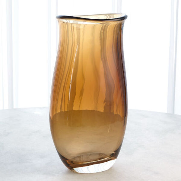 Tobacco Polish Art Glass Giant Vase, image 1