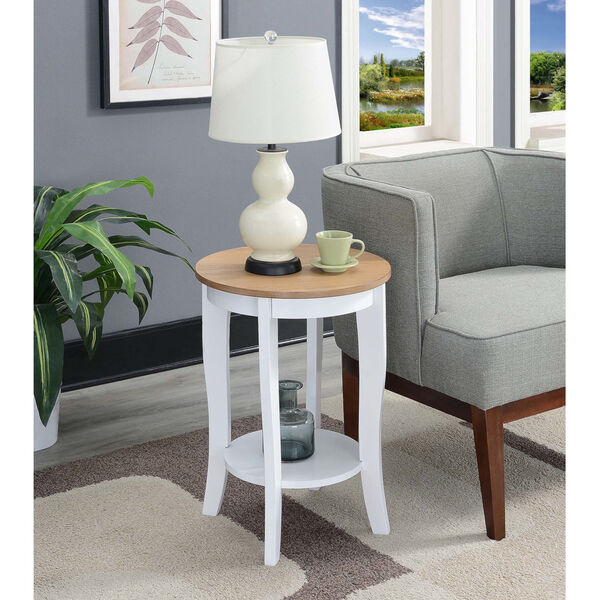 American Heritage Driftwood and White 18-Inch Round End Table, image 2