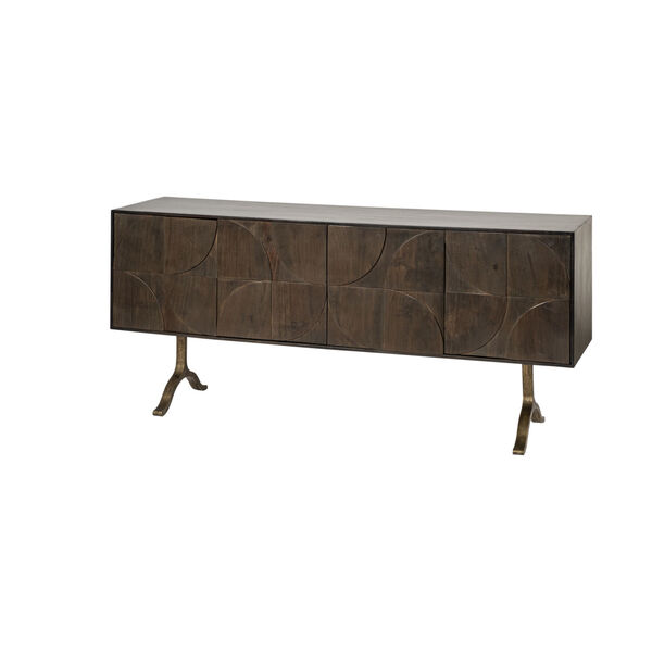Xanti Brown and Gold Solid Wood Four-Door Sideboard, image 1