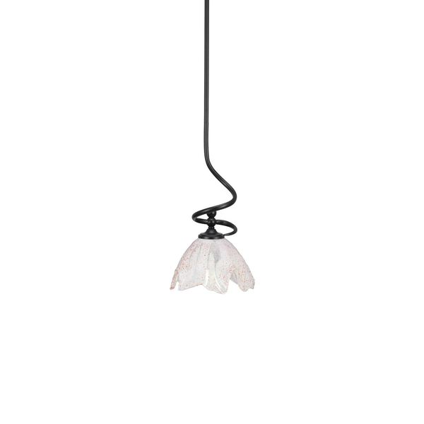 Capri Matte Black One-Light Mini Pendant with Seven-Inch Italian Ice Glass, image 1