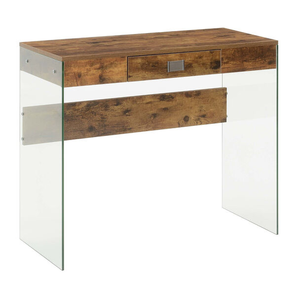 SoHo Brown One Drawer Glass Desk, image 1