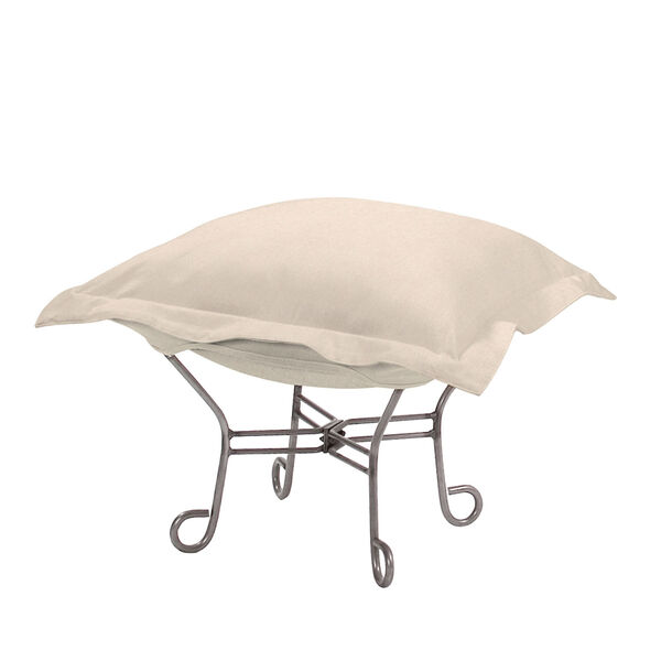 Sterling Sand Puff Ottoman with Titanium Frame, image 1