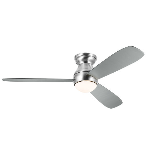 Brushed Stainless Steel Finish 54-Inch LED Bead Hugger Fan with Reversible Blades, image 1