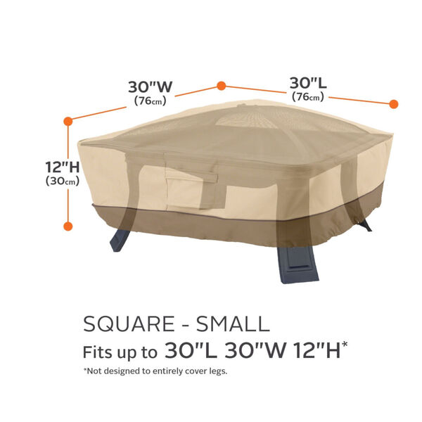 Ash Beige and Brown 30-Inch Full Coverage Square Fire Pit Cover, image 4