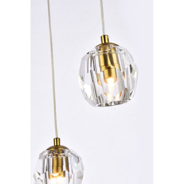 Eren Gold 12-Inch Three-Light Pendant with Royal Cut Clear Crystal, image 4