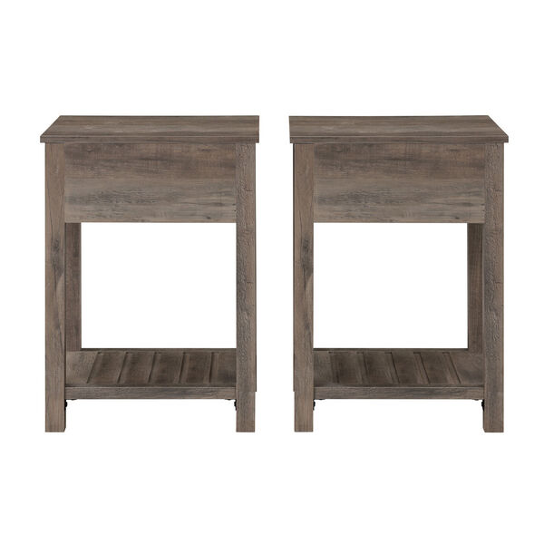 Gray Wash Single Drawer Side Table, Set of Two, image 6