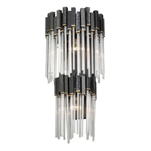 Matrix Matte Black French Gold Two-Light Two-Tier Wall Sconce, image 2
