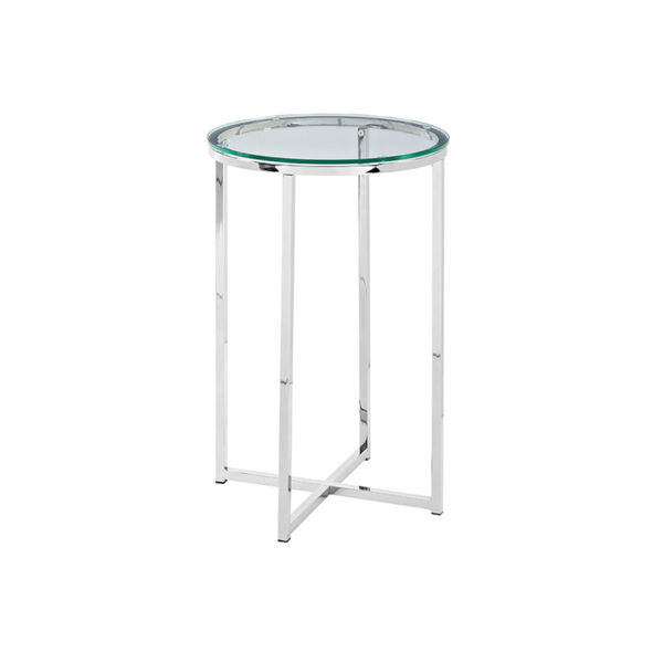 Glass and Chrome Round Side Table, image 2