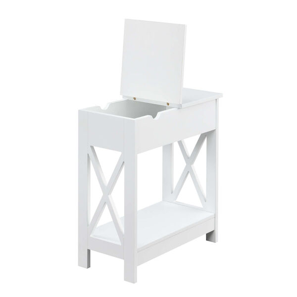 Oxford White Flip Top End Table with Charging Station, image 4