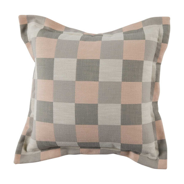 Plaid Blush 20 x 20 Inch Pillow with Pinstripe Double Flange, image 1