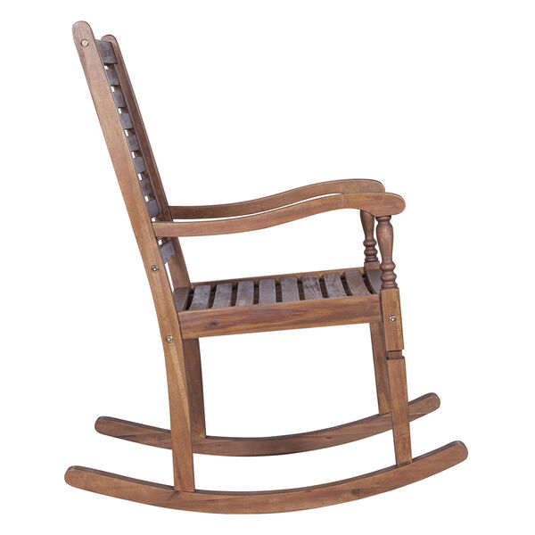 Solid Acacia Wood Rocking Patio Chair, Dark Brown, image 4