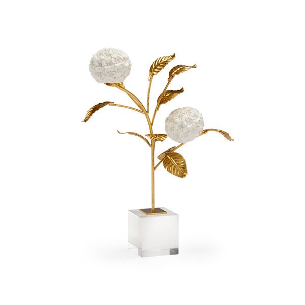 Gold and White Small Hydrangea on Stand, image 1