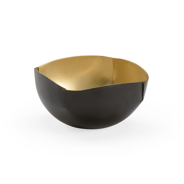 Matte Black and Gold Square Double Edge Bowl, image 1
