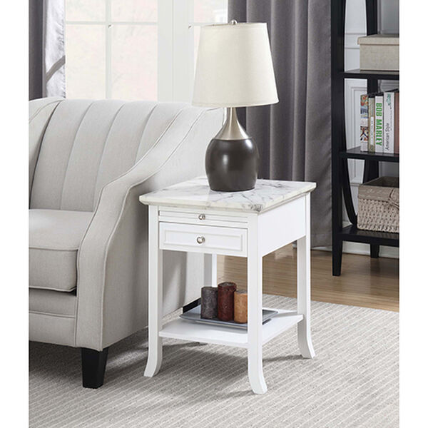 American Heritage Logan White End Table with Drawer and Slide, image 2