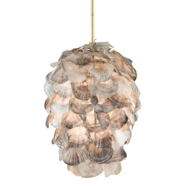 Cruselle Gold Leaf Painted Natural Shell One-Light Pendant, image 1
