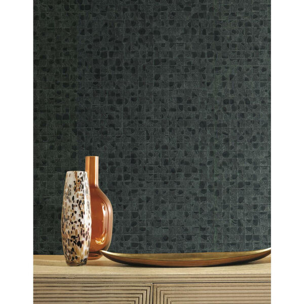 Ronald Redding Dark Green Leather Lux Non Pasted Wallpaper - SWATCH SAMPLE ONLY, image 1