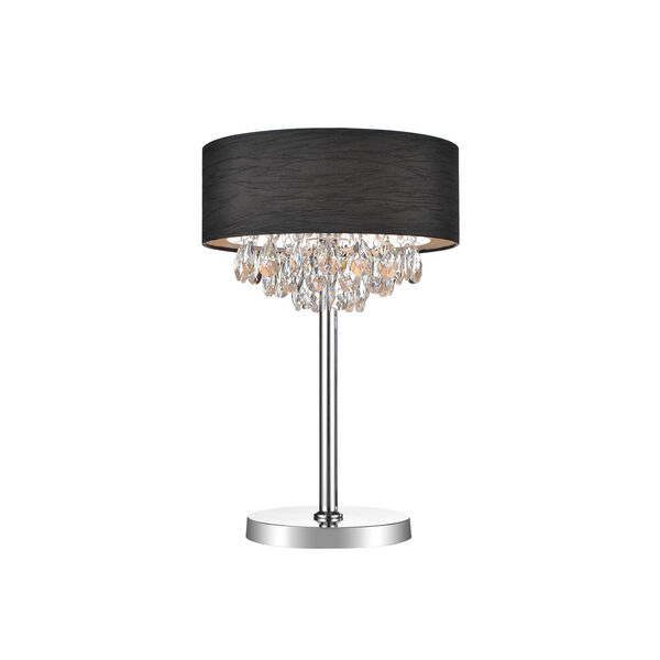 Dash Chrome and Black Three-Light 25-Inch Table Lamp with K9 Clear Crystal, image 1