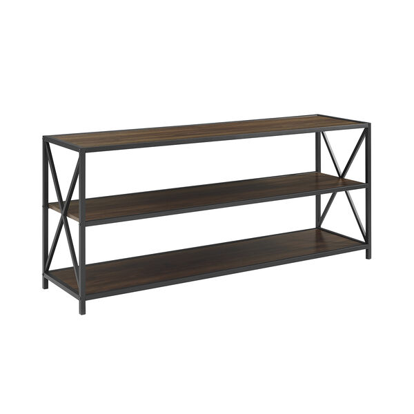 60-Inch X-Frame Metal and Wood Console Table - Dark Walnut, image 4