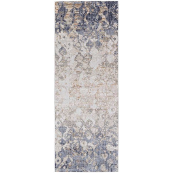 Laina Industrial Gradient Ombre Tan Ivory Blue Area Rug, image 1