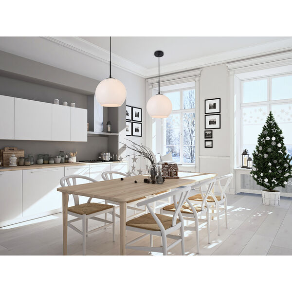 Baxter Black and Frosted White Nine-Inch One-Light Mini Pendant, image 2