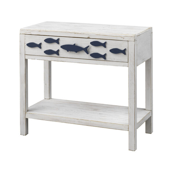 Schools Out White and Blue One-Drawer Accent Table, image 1