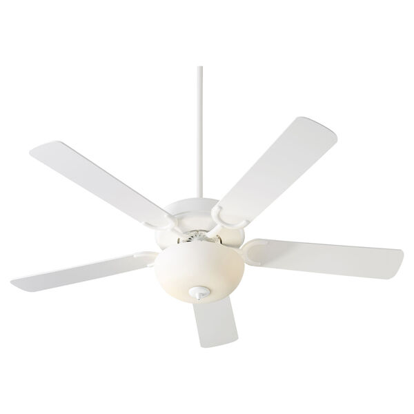 Virtue Studio White Two-Light 52-Inch Ceiling Fan with Satin Opal Glass Bowl, image 3