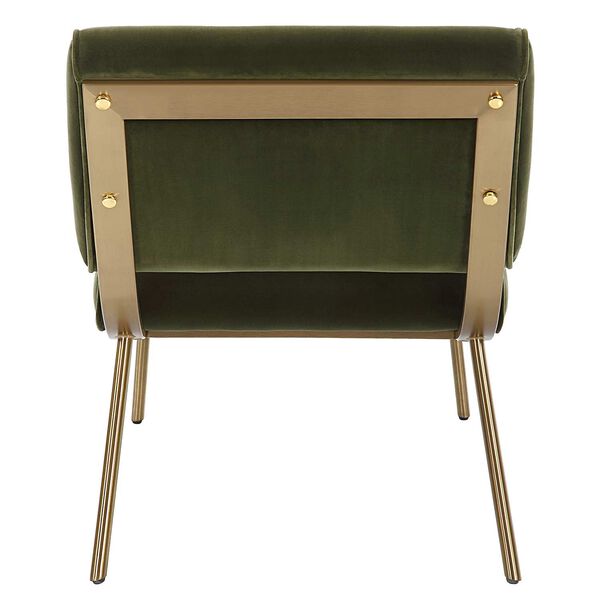 Knoll Brushed Brass Olive Green Armless Chair, image 6