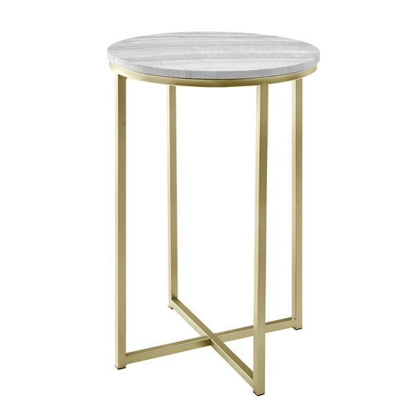 Melissa Gray and Gold Round Glam Side Table, image 6
