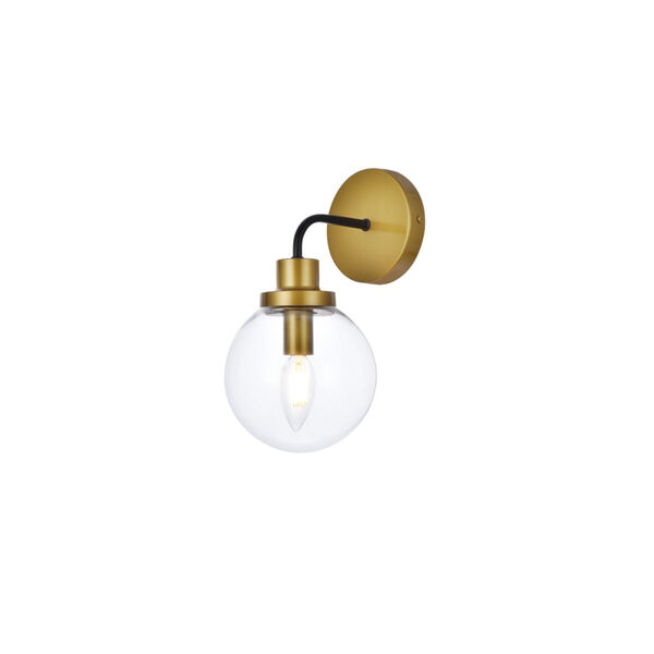 Hanson Black and Brass and Clear Shade One-Light Bath Vanity, image 3