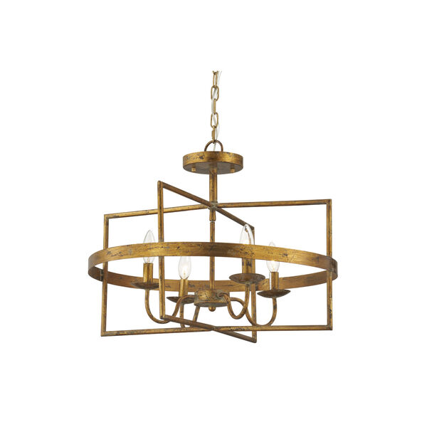 Cleo Old World Distressed Gold Four-Light Convertible Semi-Flush, image 1